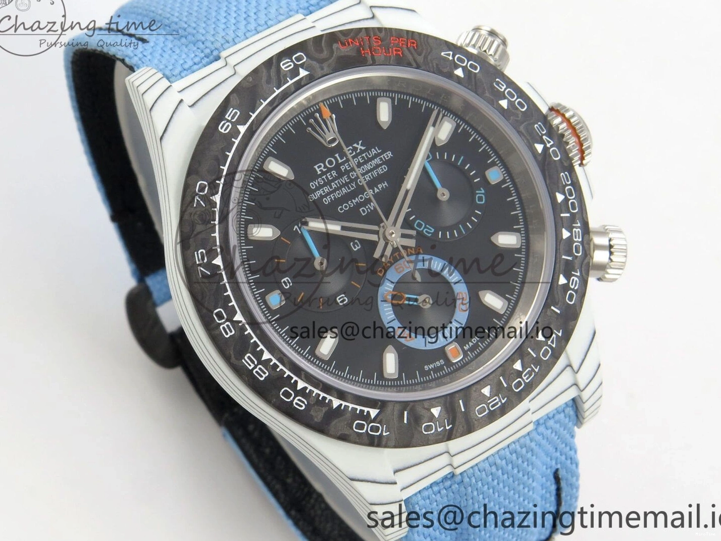 MiroTime 0106 Attractive Daytona DIW Carbon Case and Bezel DIWF Edition Black Dial on Blue Nylon Strap A 71